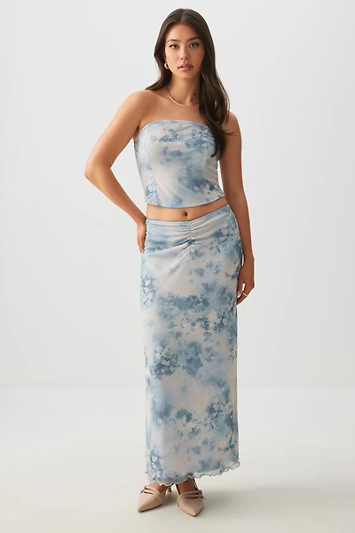 Ardene Maxi Mesh Skirt in Light Blue | Size | Polyester/Spandex
