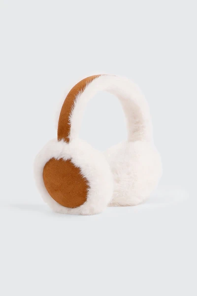 Ardene Faux Fur Earmuffs in Cognac | Polyester/Faux Suede