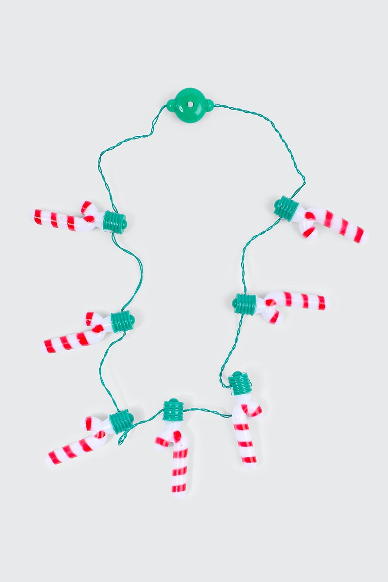 Ardene Light Up Candy Cane Necklace in Red