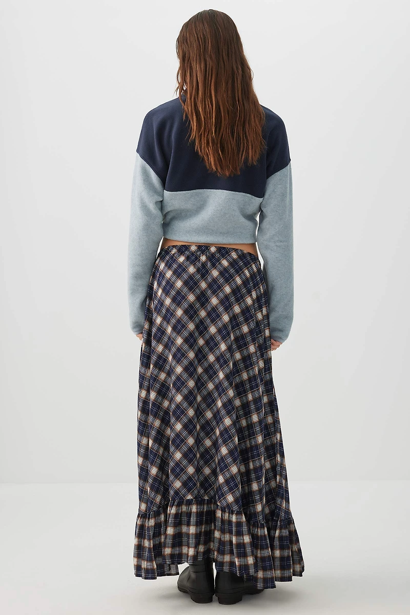 Jupe maxi à carreaux et volants