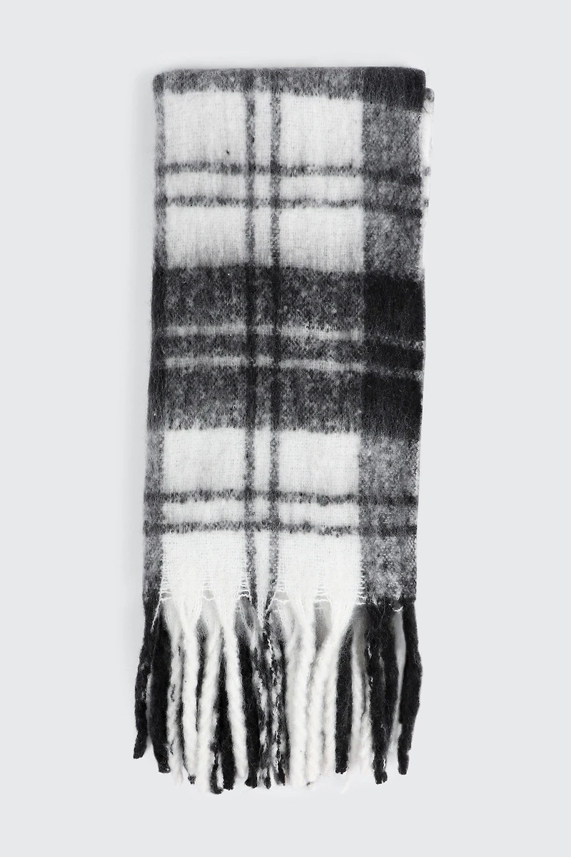 Foulard rectangulaire frangé à carreaux