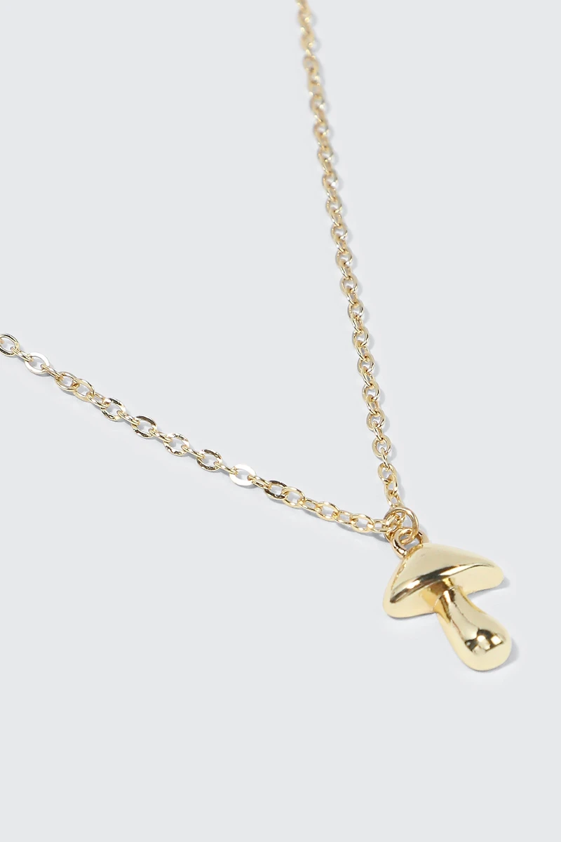 Collier champignon plaqué or 14K