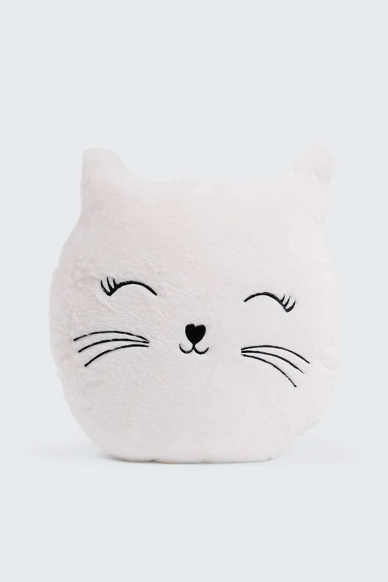 Ardene Cat Plushie Pillow in White | Polyester