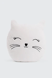 Ardene Cat Plushie Pillow in White | Polyester