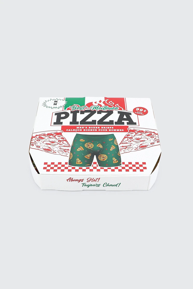 Ardene Man Boxers in a Pizza Box For Men in Dark Green | Size | Polyester/Spandex