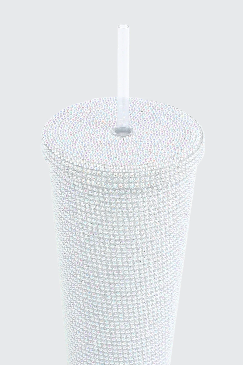 Gobelet à strass avec paille