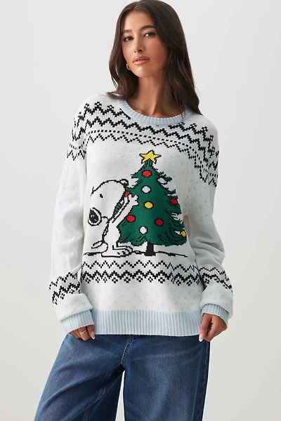Ardene Snoopy Ugly Christmas Sweater in Light Blue | Size | 100% Acrylic