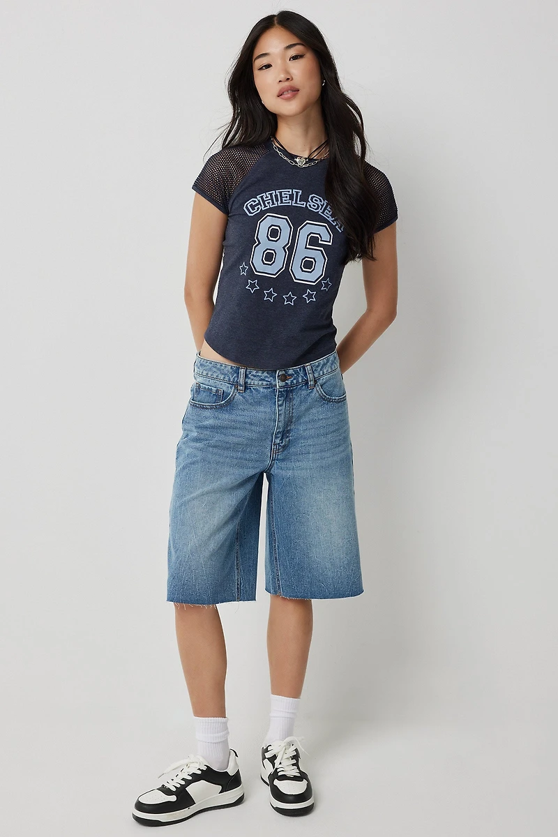 T-shirt à manches filet destination