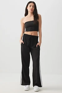 Ardene Side Stripe Track Pants in Black | Size Medium | Nylon