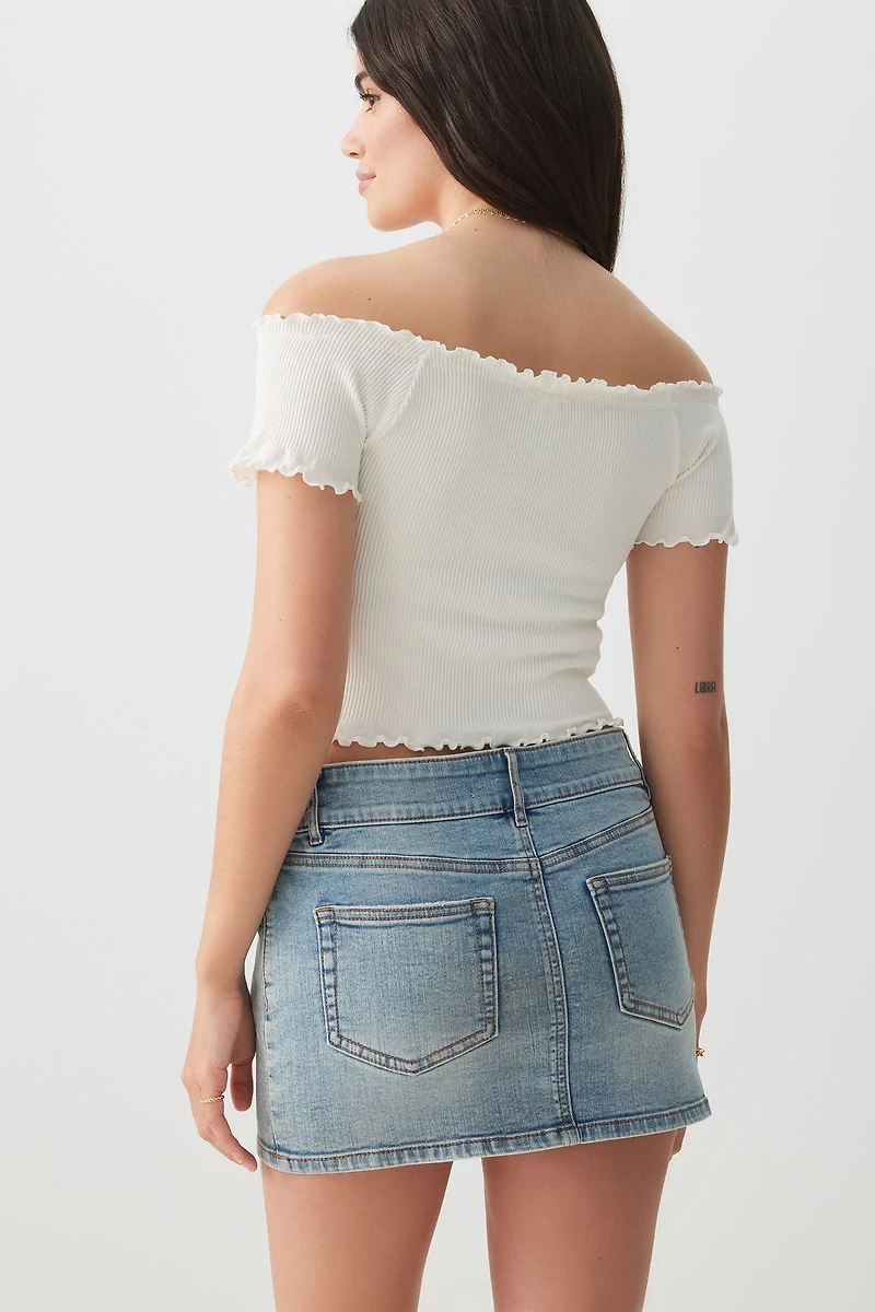 Haut court henley à épaules dénudées