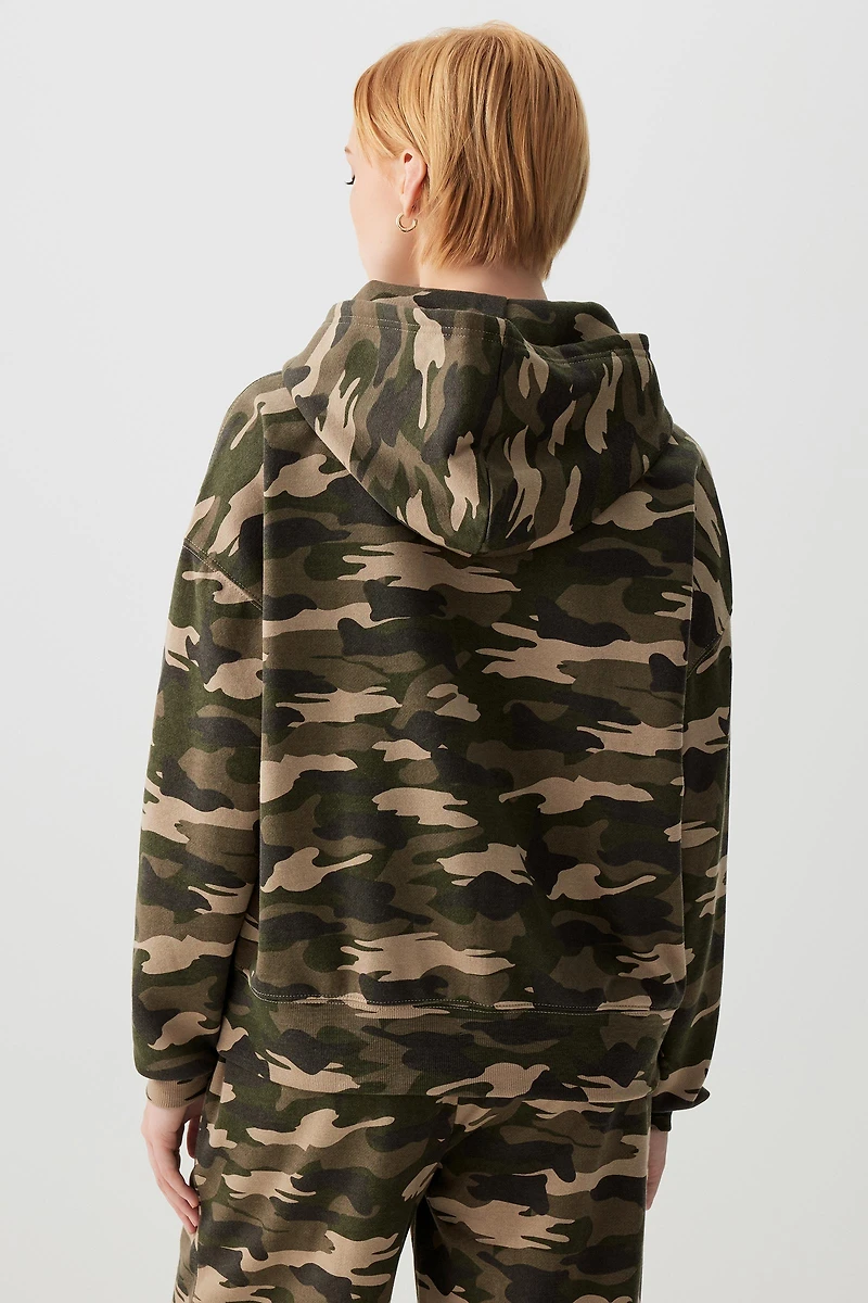 Veste à capuchon ample camouflage