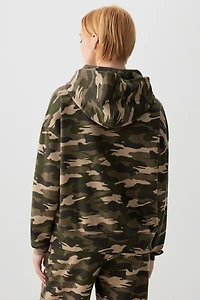 Veste à capuchon ample camouflage