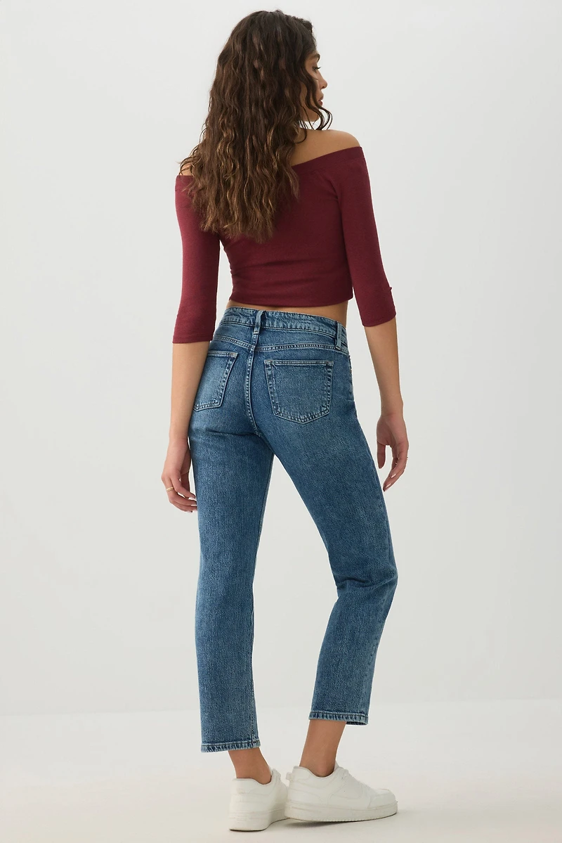 Jean droit étroit à taille haute