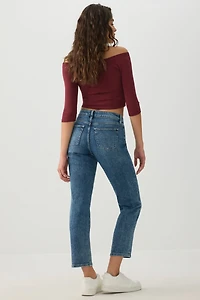 Jean droit étroit à taille haute