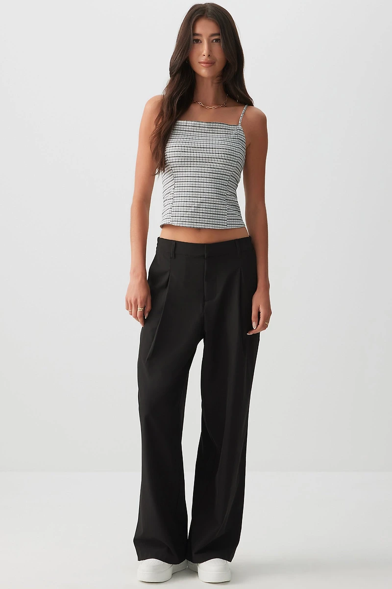 Ardene Smooth Stretch High Rise Wide Leg Trousers in Black | Size | Polyester/Spandex