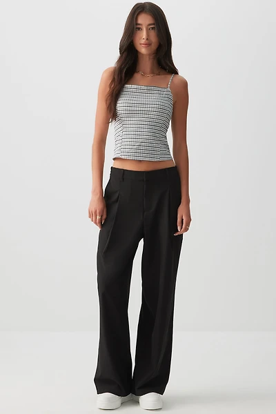 Ardene Smooth Stretch High Rise Wide Leg Trousers in Black | Size | Polyester/Spandex