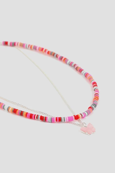 Ardene Two-Row Butterfly Necklace in Light Pink