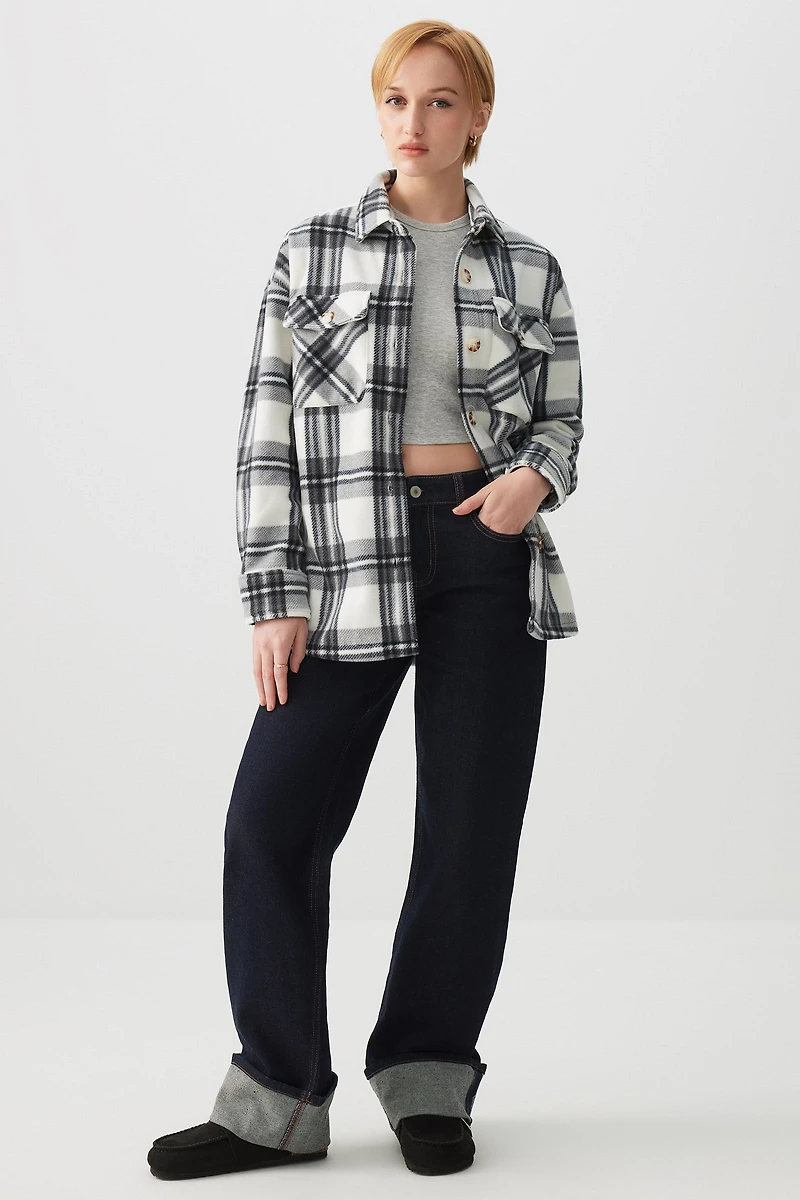 Chemise polaire à carreaux