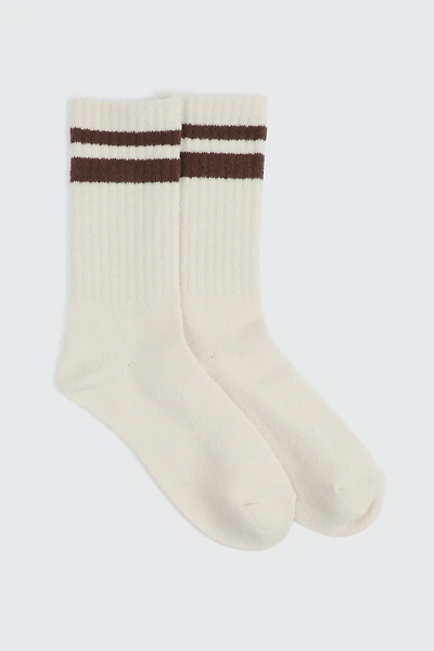 Ardene Boot Socks with Accent Stripes in Off-White | Polyester/Elastane