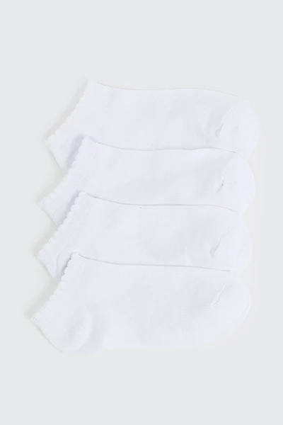 Ardene Kids 4-Pack Pug Ankle Socks in White | Polyester/Spandex