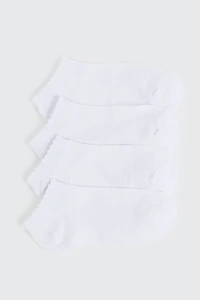 Ardene Kids 4-Pack Pug Ankle Socks in White | Polyester/Spandex