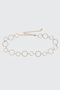 Ardene Rhinestone O-Ring Chain Belt in Gold