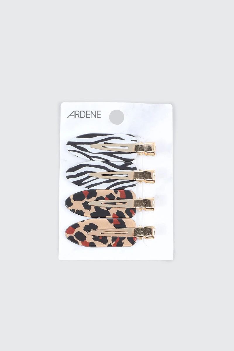 Lot de 4 pinces à cheveux à motifs animaliers