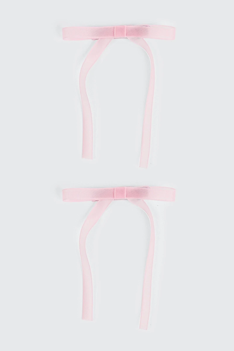Ardene 2-Pack Tulle Hair Bows in Light Pink