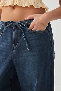 Jean en tricot à taille mi-haute et jambe large