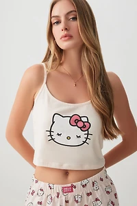 Ardene Hello Kitty Tank & Short PJ Set in Light Pink | Size | Cotton/Elastane