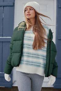 Chandail en tricot pelucheu rayé