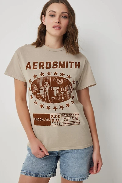 Ardene Aerosmith T-Shirt in Beige | Size | 100% Cotton