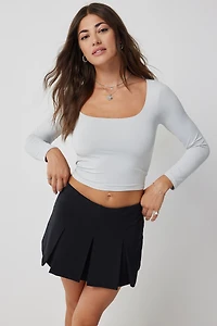 Ardene Contour Long Sleeve Crop T-Shirt in Light Grey | Size Large | Elastane/Polyamide