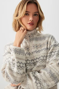Ardene Polar Fleece 1/4 Zip Sweatshirt in Beige | Size | Polyester | Eco-Conscious