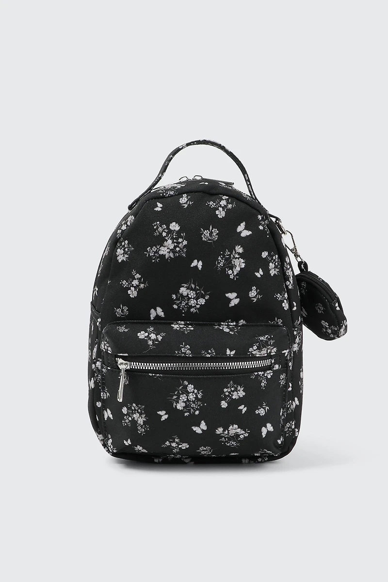 Ardene Canvas Backpack with Coin Purse in Black | 100% Recycled Polyester | Eco-Conscious