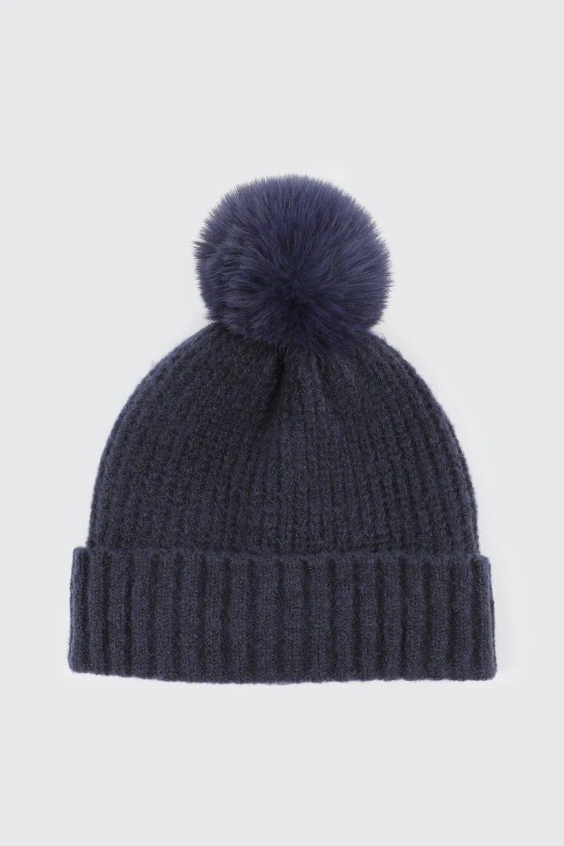 Ardene Beanie with Pompom in Dark Blue | Polyester/Elastane