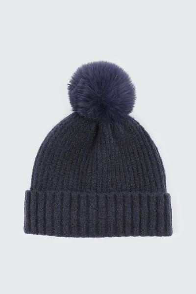 Ardene Beanie with Pompom in Dark Blue | Polyester/Elastane