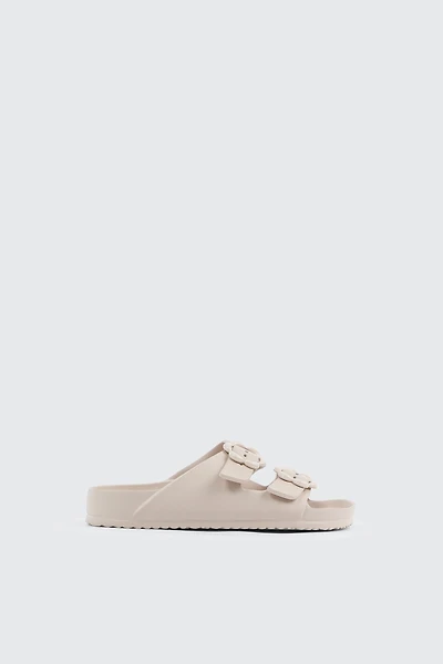 Ardene Kids Two-Strap Slide Sandals in Beige | Size