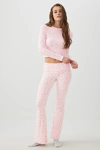 Pantalon pyjama côtelé très doux à motif de fruits