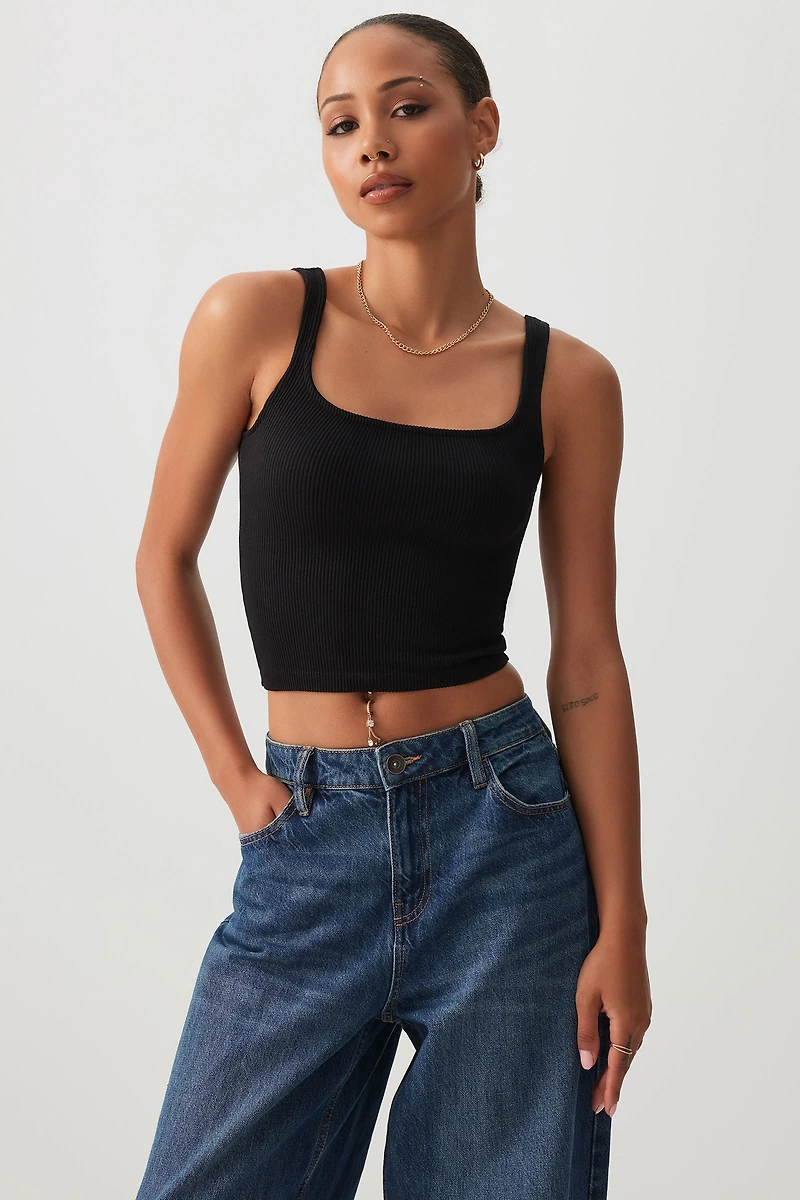 Ardene Basic Crop Seamless Tank Top in | Size | Nylon/Elastane | Eco-Conscious