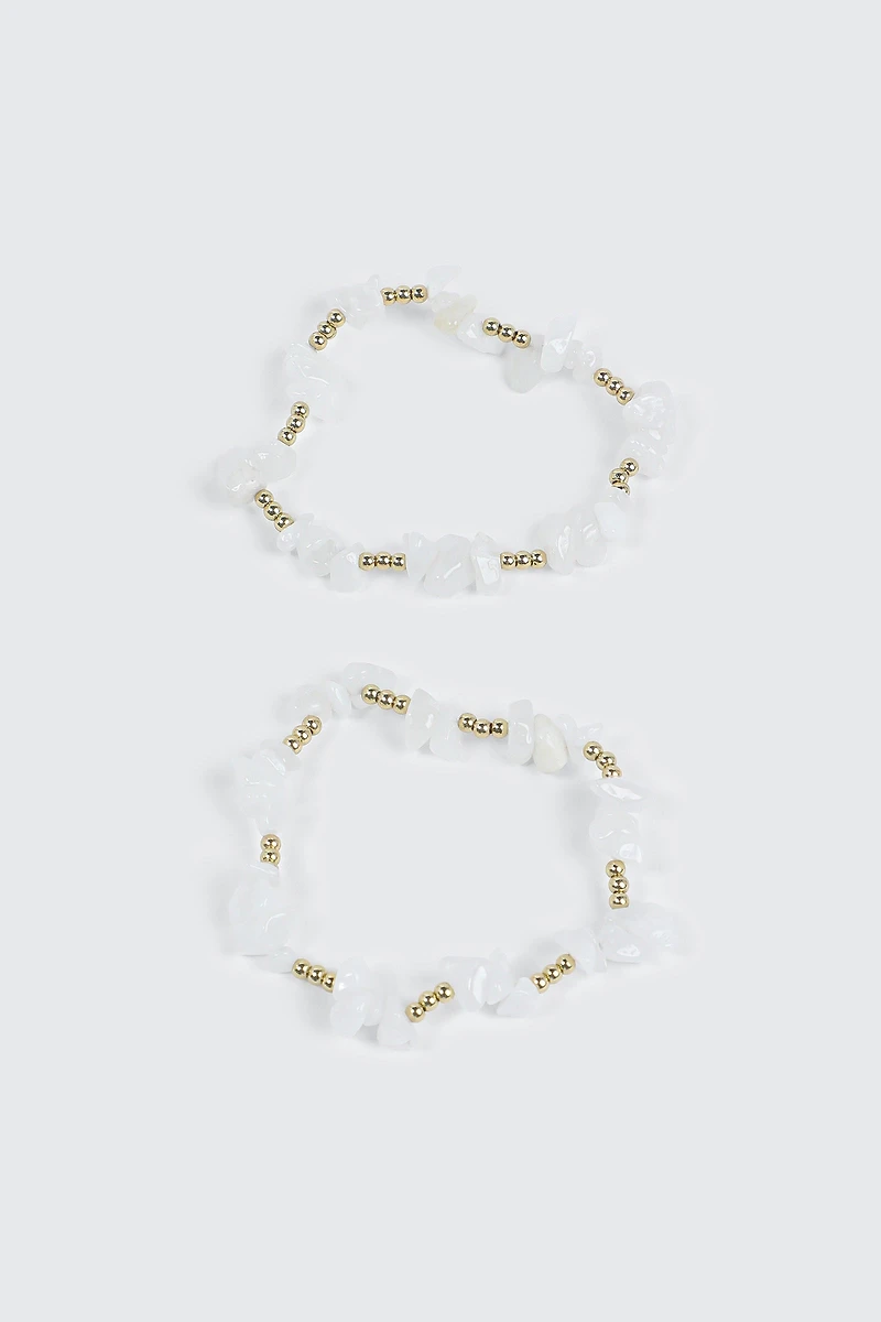 Duo de bracelets à pierres semi-précieuses