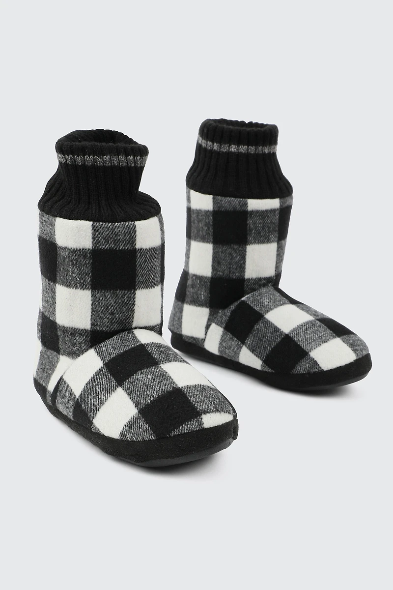 Pantoufles bottines à carreaux pour hommes