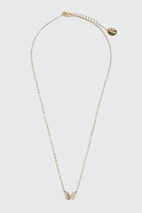 Collier à pendentif papillon plaqué or 14K