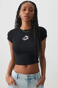 Ardene Graphic Baby T-Shirt in Black | Size Small | Cotton/Elastane