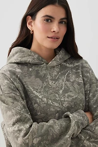 Ardene Oversized Printed Hoodie in Khaki | Size | Polyester/Cotton | Fleece-Lined