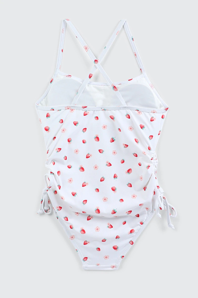 Maillot une-pièce imprimé noué aux hanches