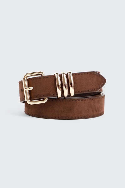 Ardene Triple Loop Belt in Brown | Size | Faux Leather