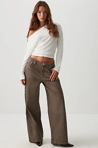 Ardene Leopard Wide Leg Pants | Size | Spandex/Cotton