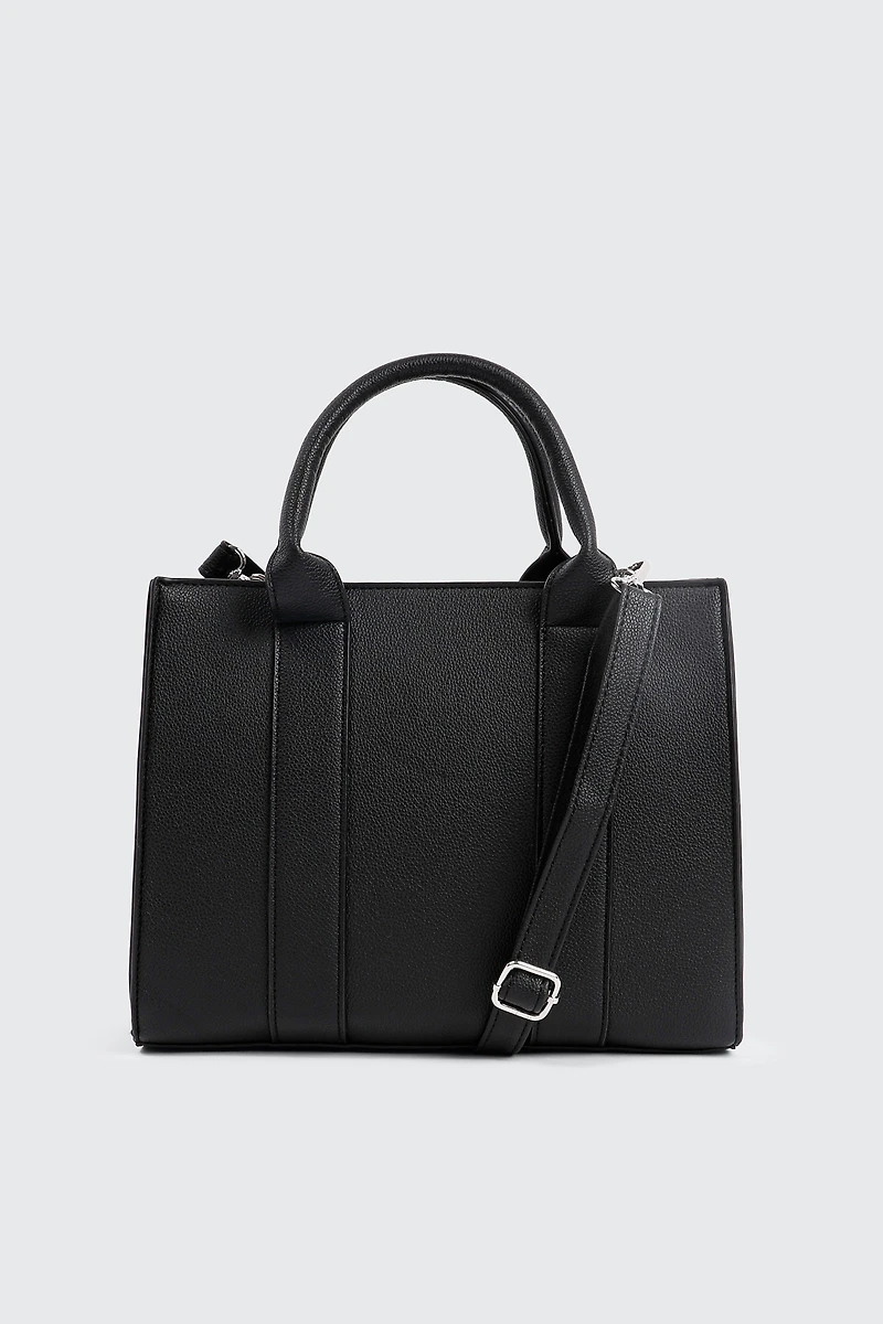 Ardene Faux Leather Tote Bag in Black | 100% Recycled Polyester/Faux Leather | Eco-Conscious