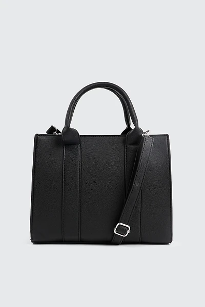 Ardene Faux Leather Tote Bag in Black | 100% Recycled Polyester/Faux Leather | Eco-Conscious